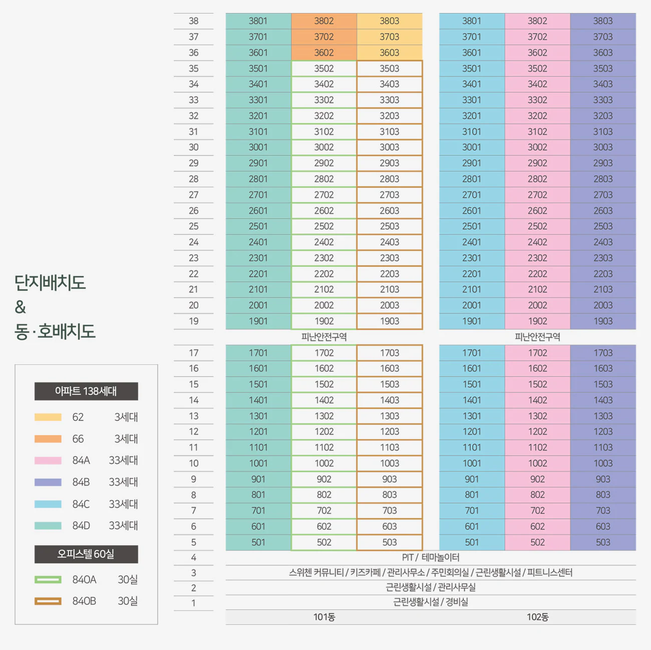 공식 동·호수 배치 자료 · 동호수 배치도